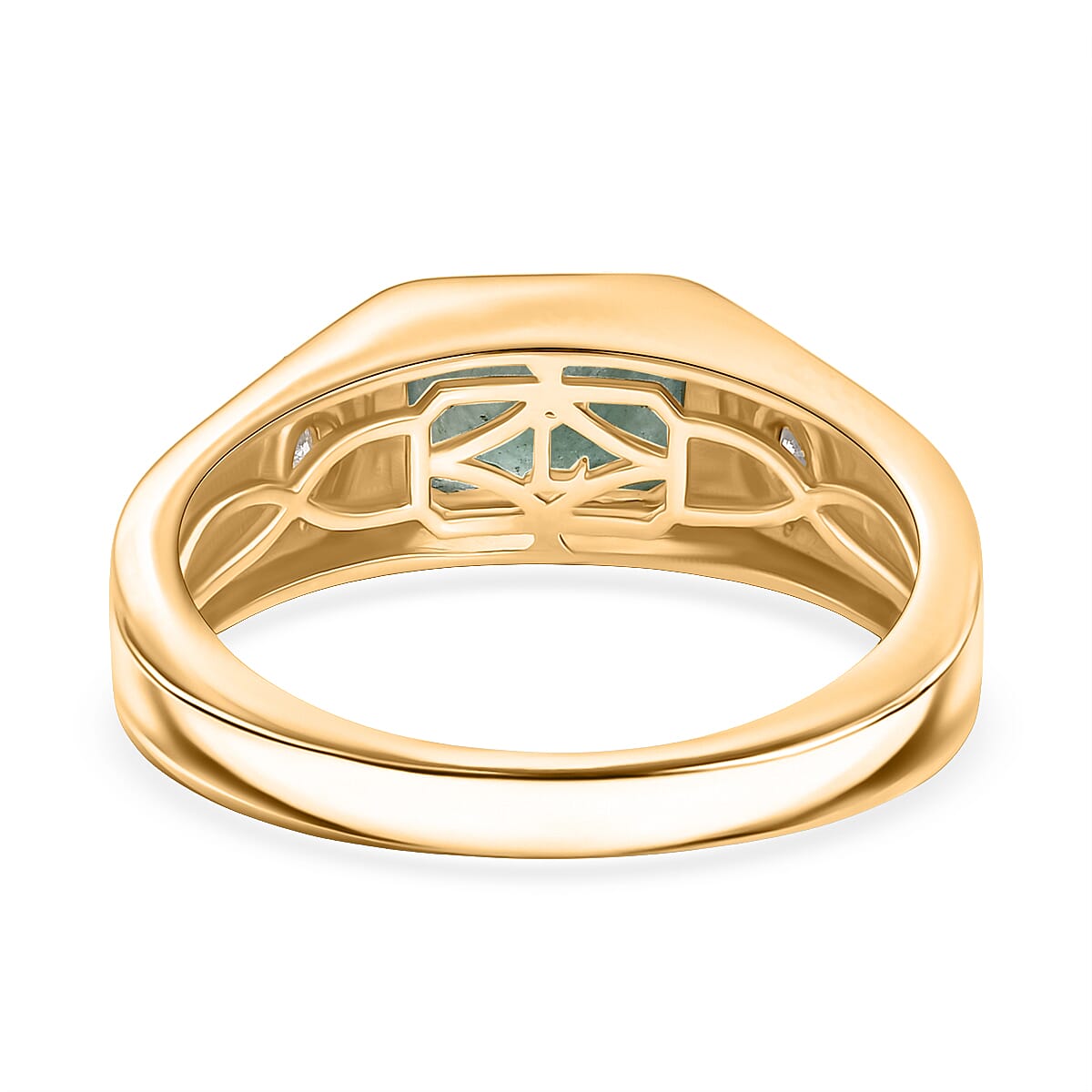 Premium Grandidierite and Luxuriant Lab Grown Diamond G-H SI 1.70 ctw Art Deco Men's Ring in 18K Vermeil Yellow Gold Over Sterling Silver (Size 14.0) image number 4