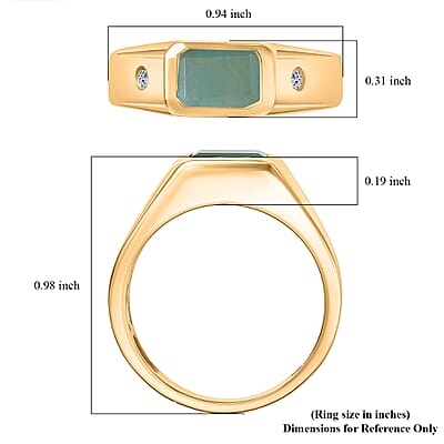 Premium Grandidierite and Luxuriant Lab Grown Diamond G-H SI 1.70 ctw Art Deco Men's Ring in 18K Vermeil Yellow Gold Over Sterling Silver (Size 14.0)