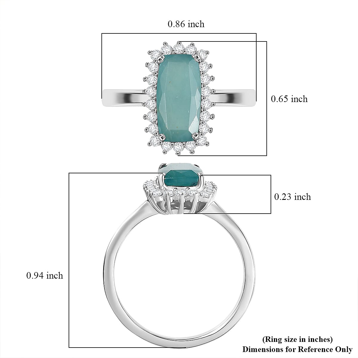 D'Joy Premium Grandidierite and Moissanite 2.80 ctw Art Deco Halo Ring in Rhodium Over Sterling Silver (Size 6.0) image number 5