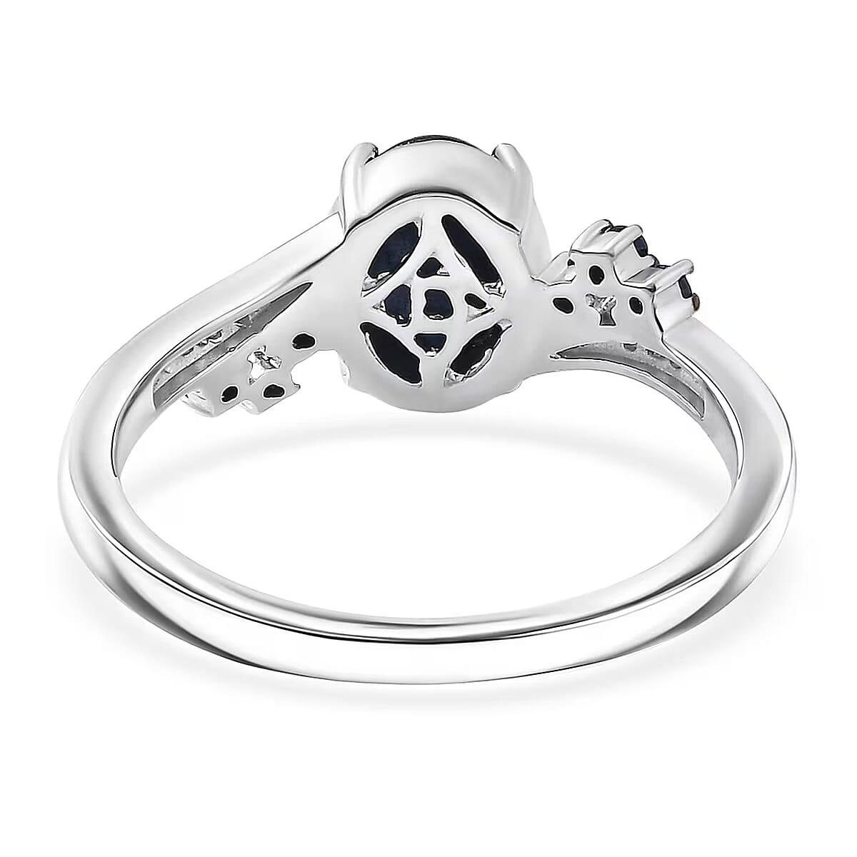 Doorbuster D'Joy Premium Blue Star Sapphire (DF) and Multi Gemstone 2.40 ctw Shooting Star Ring in Rhodium Over Sterling Silver (Size 10.0) image number 6