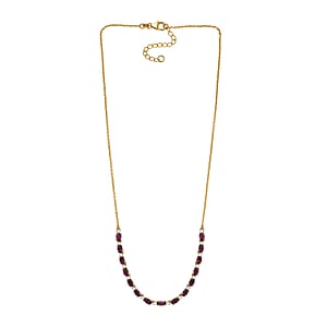 AAA Radiant Ember Garnet and Luxuriant Lab Grown Diamond G-H SI 5.60 ctw Royal Flame Line Necklace in 18K Vermeil Yellow Gold Over Sterling Silver 18-20 Inches 