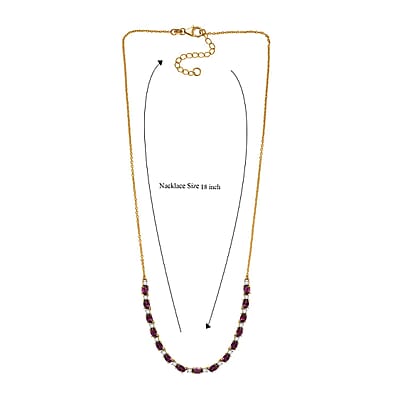 AAA Radiant Ember Garnet and Luxuriant Lab Grown Diamond G-H SI 5.60 ctw Royal Flame Line Necklace in 18K Vermeil Yellow Gold Over Sterling Silver 18-20 Inches 