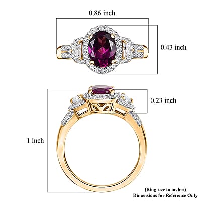  D'Joy AAA Radiant Ember Garnet and Moissanite 2.10 ctw Ring in 18K Vermeil Yellow Gold Over Sterling Silver (Size 10.0)