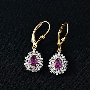 Doorbuster D'Joy AAA Radiant Ember Garnet and Multi Gemstone 2.25 ctw Earrings in 18K Vermeil Yellow Gold Over Sterling Silver