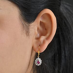 Doorbuster D'Joy AAA Radiant Ember Garnet and Multi Gemstone 2.25 ctw Earrings in 18K Vermeil Yellow Gold Over Sterling Silver