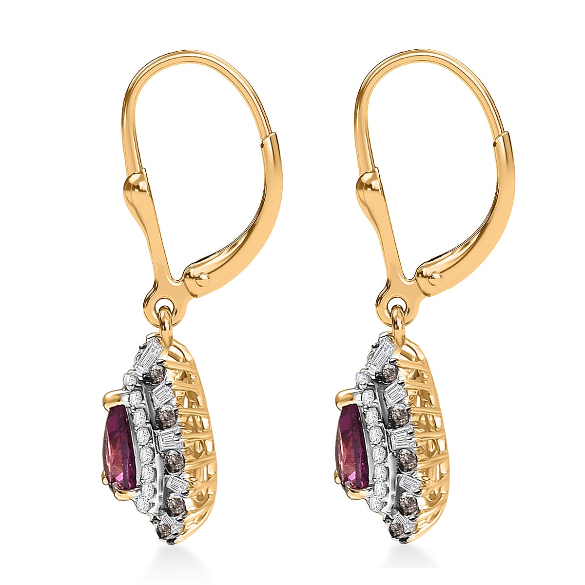 Doorbuster D'Joy AAA Radiant Ember Garnet and Multi Gemstone 2.25 ctw Earrings in 18K Vermeil Yellow Gold Over Sterling Silver image number 3