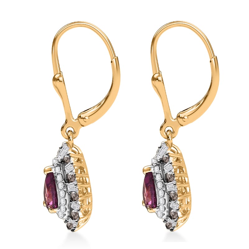 D'Joy AAA Radiant Ember Garnet and Multi Gemstone 2.25 ctw Earrings in 18K Vermeil Yellow Gold Over Sterling Silver
