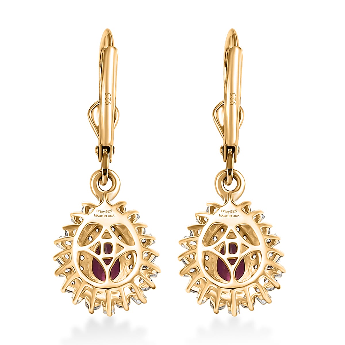 Doorbuster D'Joy AAA Radiant Ember Garnet and Multi Gemstone 2.25 ctw Earrings in 18K Vermeil Yellow Gold Over Sterling Silver image number 4