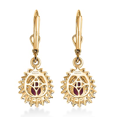 D'Joy AAA Radiant Ember Garnet and Multi Gemstone 2.25 ctw Earrings in 18K Vermeil Yellow Gold Over Sterling Silver