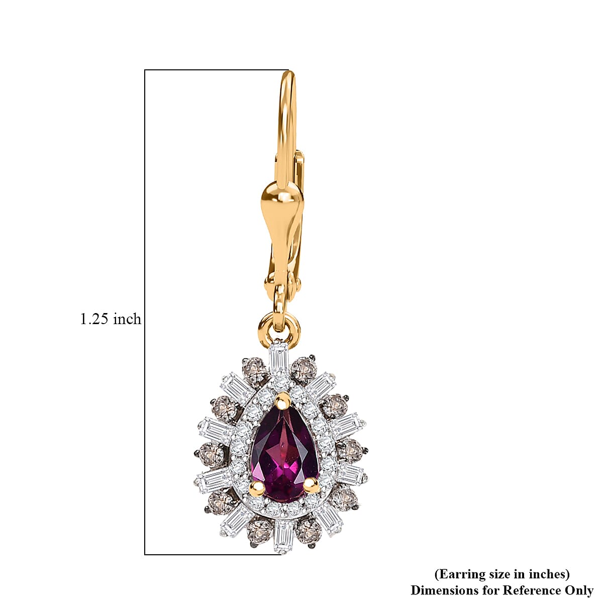 Doorbuster D'Joy AAA Radiant Ember Garnet and Multi Gemstone 2.25 ctw Earrings in 18K Vermeil Yellow Gold Over Sterling Silver image number 5