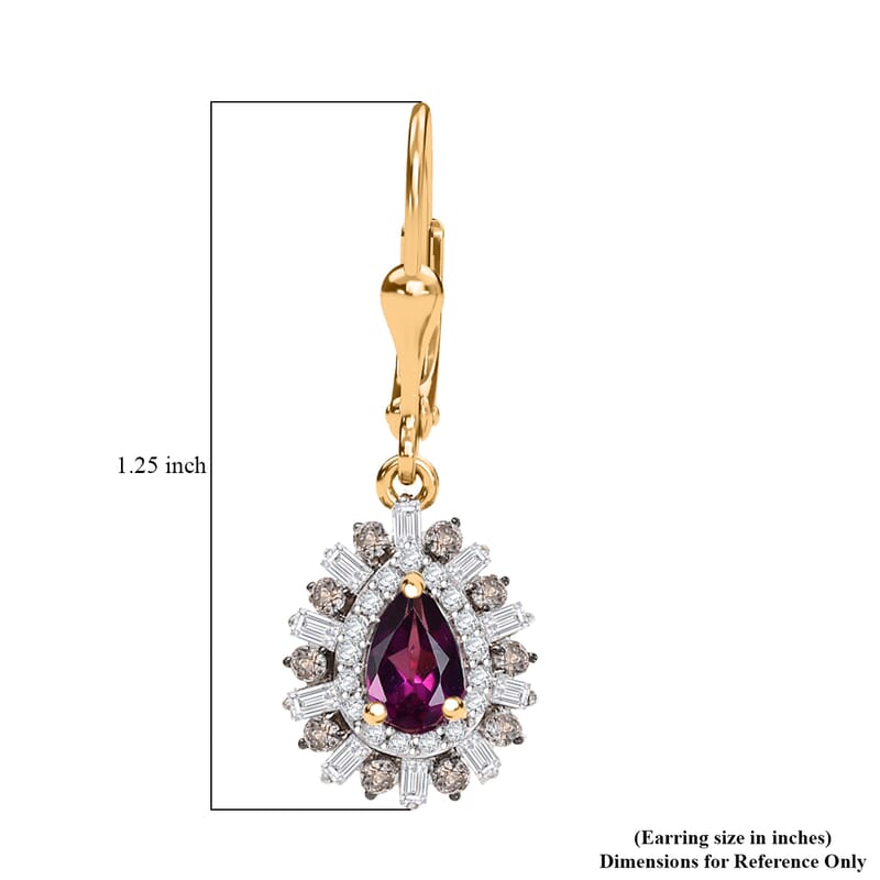 D'Joy AAA Radiant Ember Garnet and Multi Gemstone 2.25 ctw Earrings in 18K Vermeil Yellow Gold Over Sterling Silver