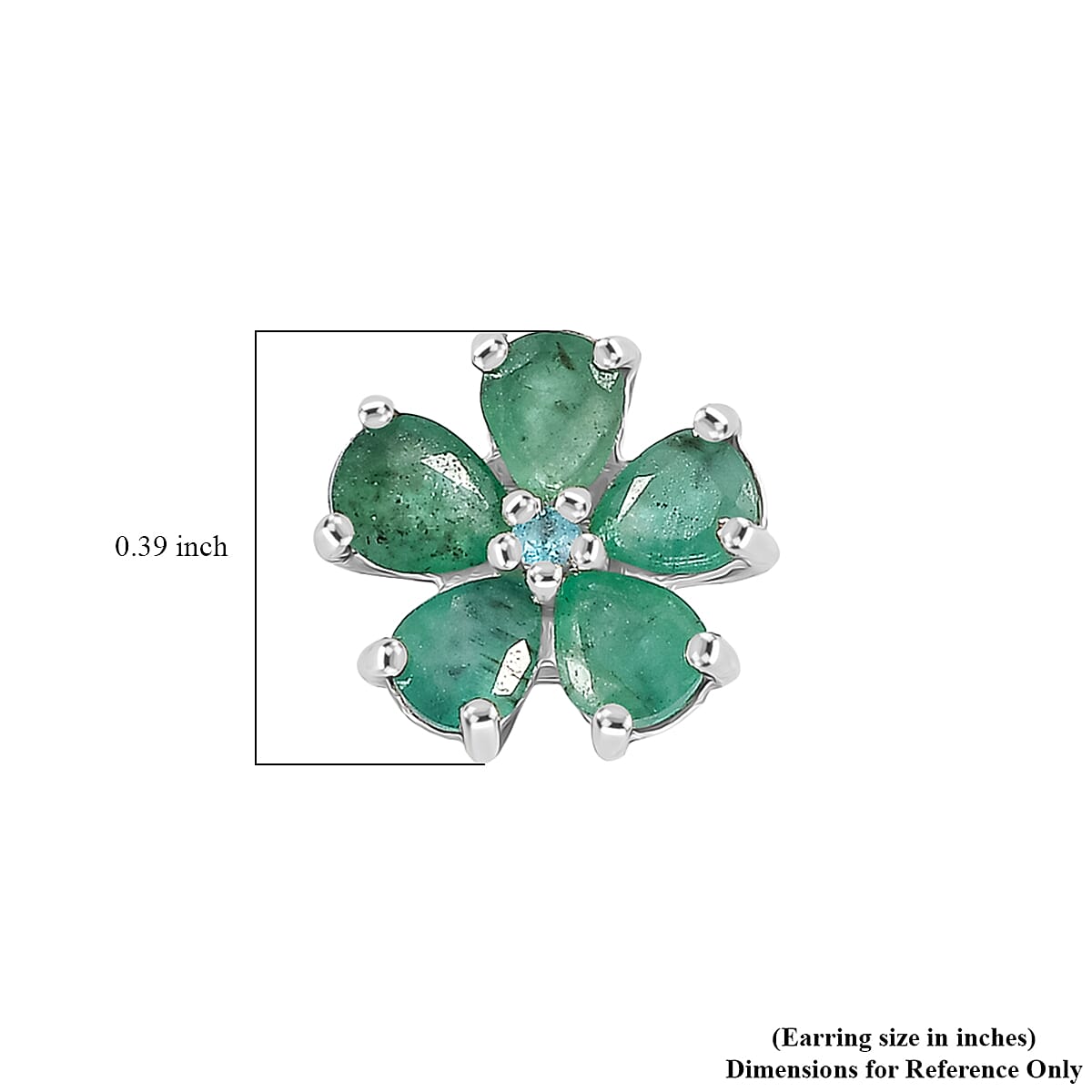 Doorbuster D'Joy Premium Kagem Zambian Emerald and Paraiba Tourmaline 1.35 ctw Floral Wrap Earrings in Rhodium Over Sterling Silver image number 4