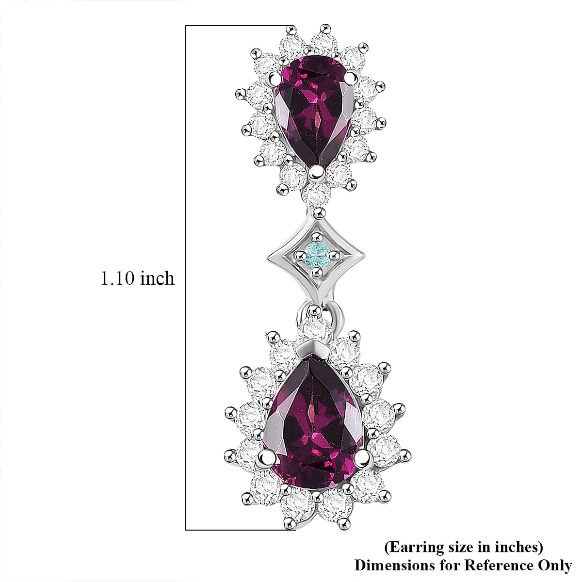 D'Joy AAA Radiant Ember Garnet and Multi Gemstone 3.75 ctw Crown Drop Earrings in Rhodium Over Sterling Silver image number 6