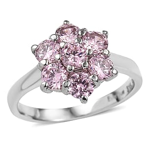 EverTrue Simulated Pink Diamond 3.35 ctw Floral Ring in Stainless Steel (Size 10)