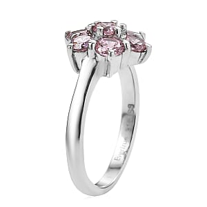 EverTrue Simulated Pink Diamond 3.35 ctw Floral Ring in Stainless Steel (Size 10)