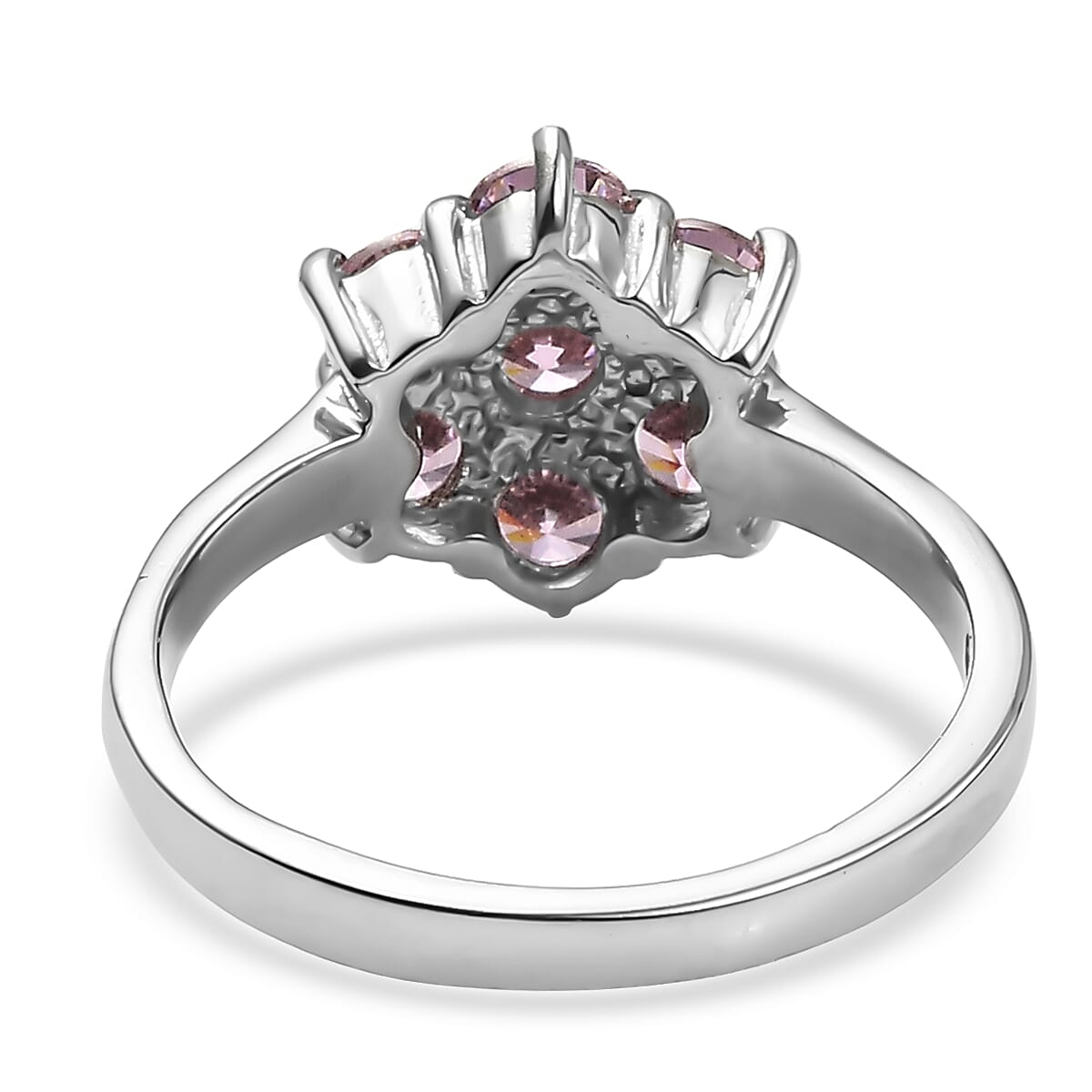 EverTrue Simulated Pink Diamond 3.35 ctw Floral Ring in Stainless Steel (Size 10) image number 4