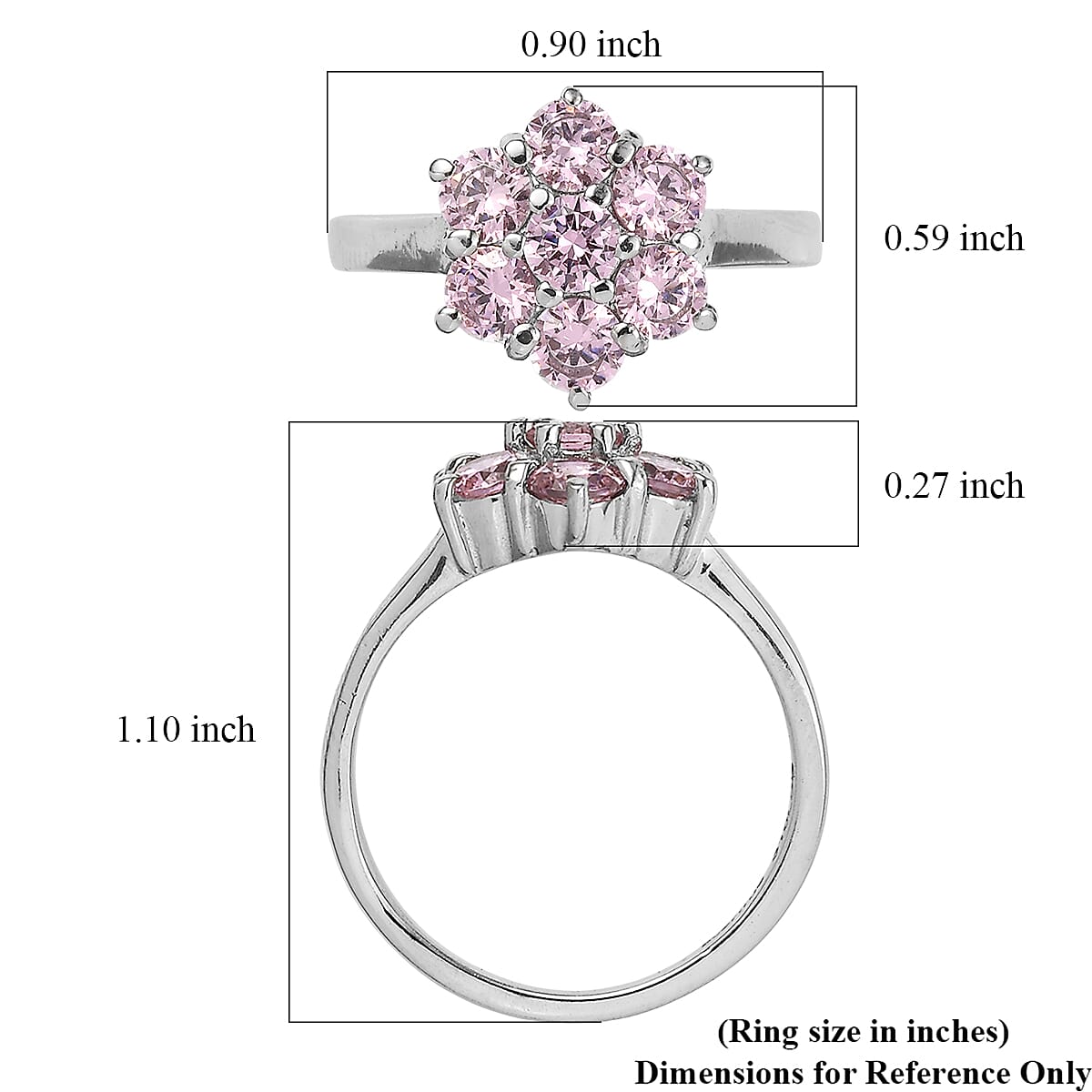 EverTrue Simulated Pink Diamond 3.35 ctw Floral Ring in Stainless Steel (Size 10) image number 5
