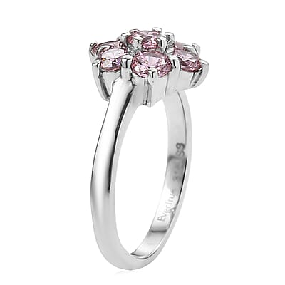 EverTrue Simulated Pink Diamond Floral Ring in Stainless Steel (Size 5.0) 3.35 ctw