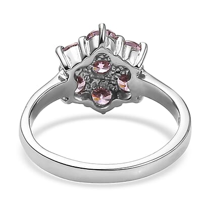 EverTrue Simulated Pink Diamond Floral Ring in Stainless Steel (Size 5.0) 3.35 ctw
