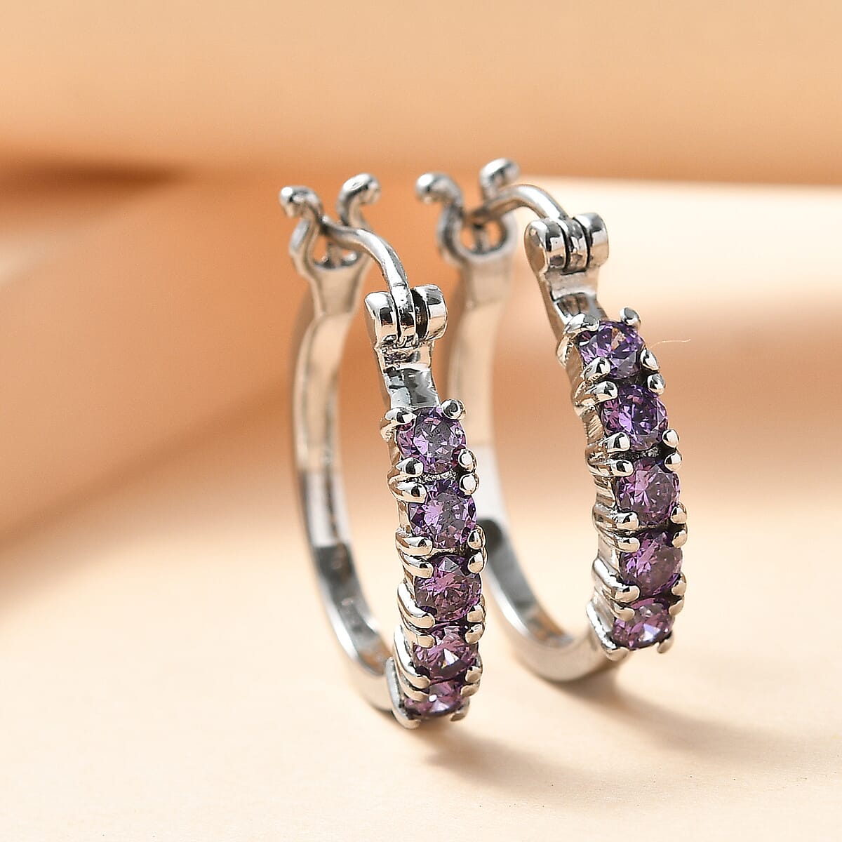 EverTrue Simulated Blue Diamond Earrings in Stainless Steel image number 1