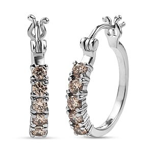 EverTrue Simulated Champagne Diamond Earrings in Stainless Steel