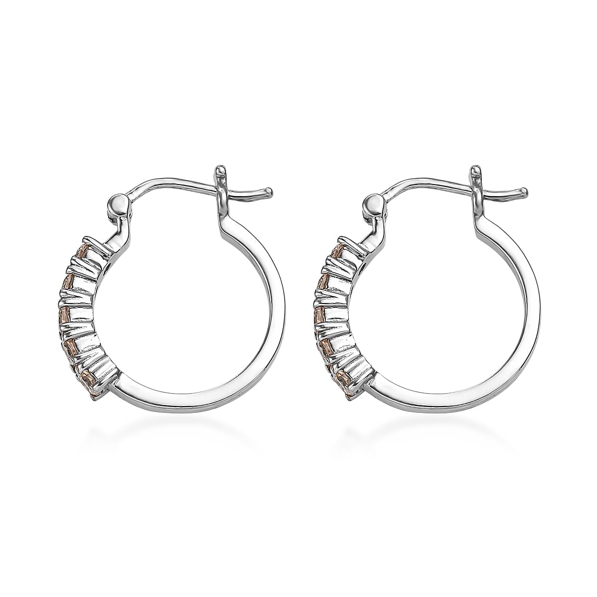 EverTrue Simulated Champagne Diamond Earrings in Stainless Steel image number 3