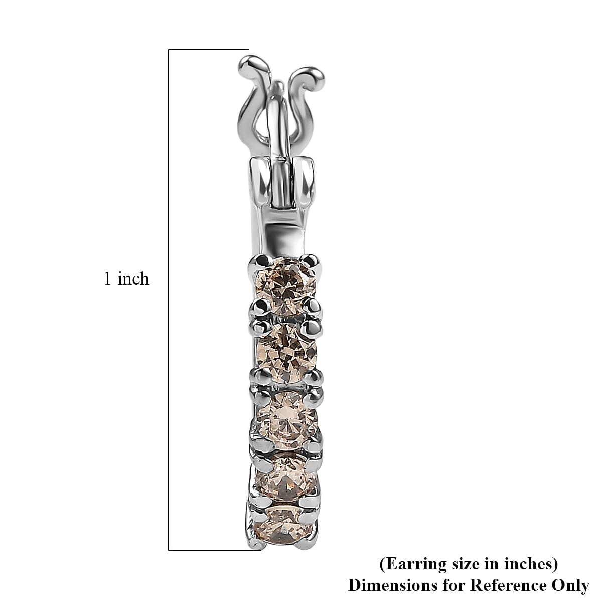 EverTrue Simulated Champagne Diamond Earrings in Stainless Steel image number 4