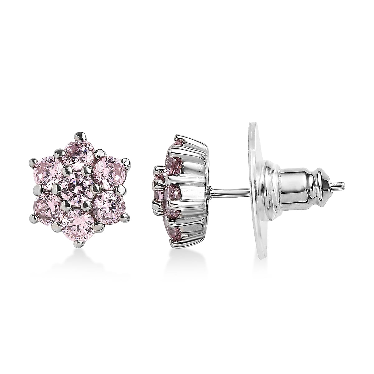 EverTrue Simulated Pink Diamond Earrings in Stainless Steel