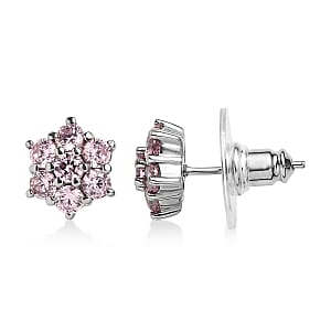 EverTrue Simulated Pink Diamond Earrings in Stainless Steel