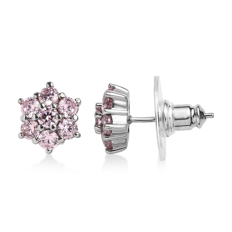 EverTrue Simulated Pink Diamond Earrings in Stainless Steel