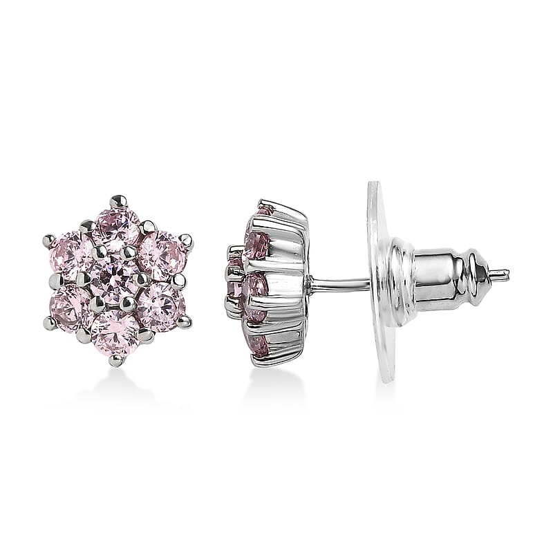EverTrue Simulated Pink Diamond Earrings in Stainless Steel