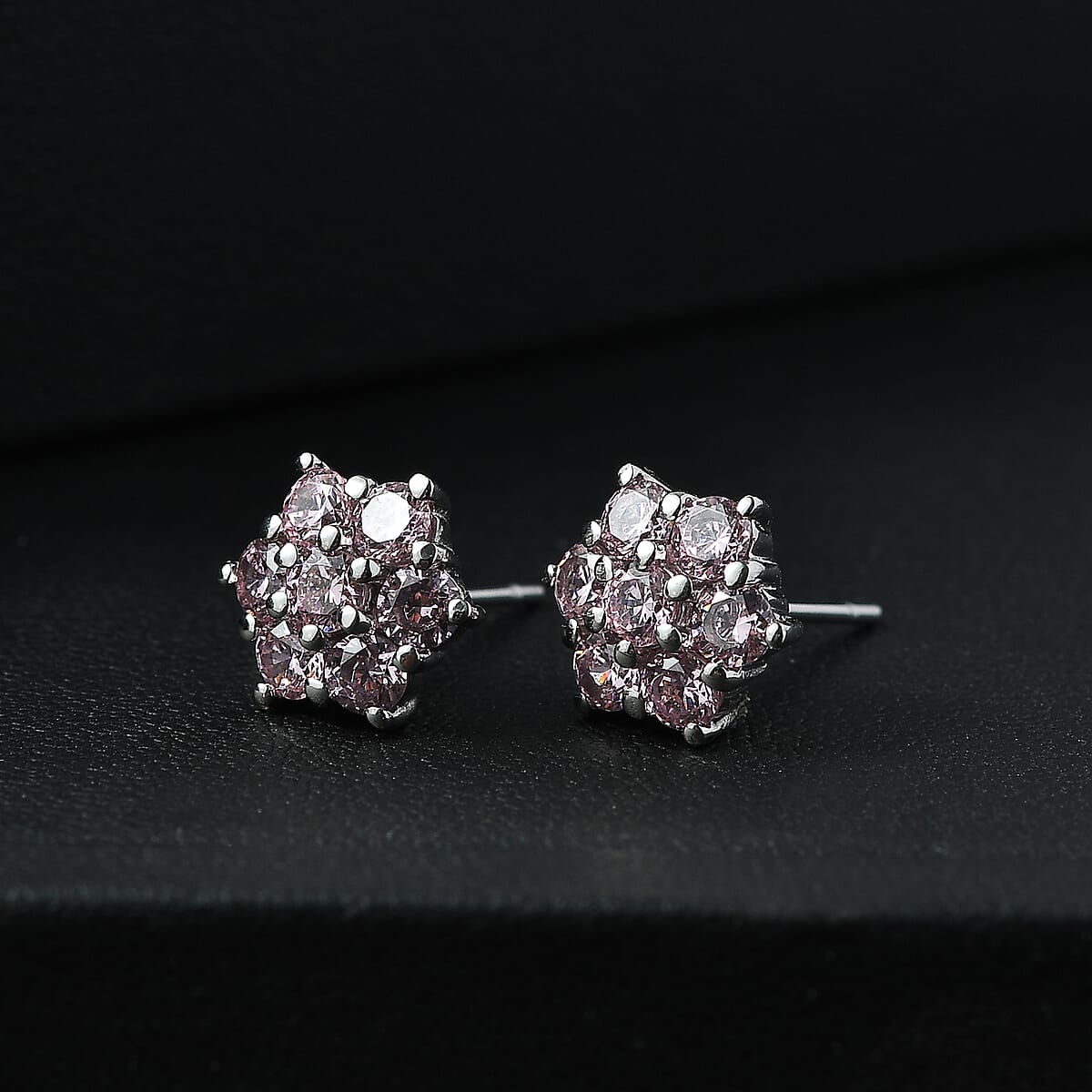 EverTrue Simulated Pink Diamond Earrings in Stainless Steel image number 1