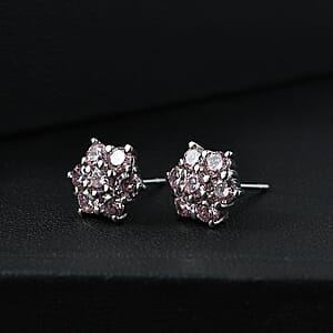 EverTrue Simulated Pink Diamond Earrings in Stainless Steel