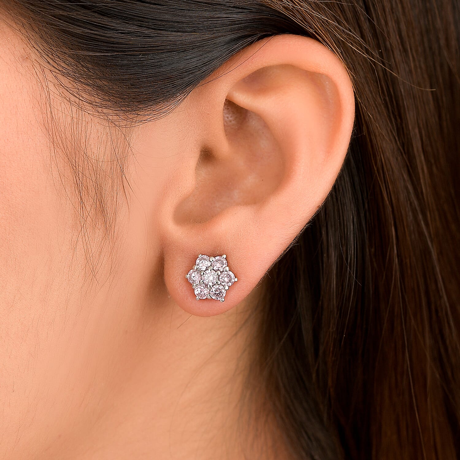 EverTrue Simulated Pink Diamond Earrings in Stainless Steel