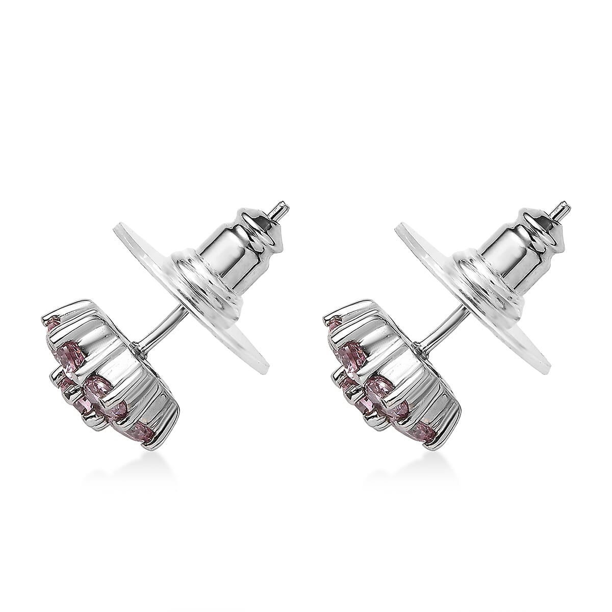 EverTrue Simulated Pink Diamond Earrings in Stainless Steel image number 3