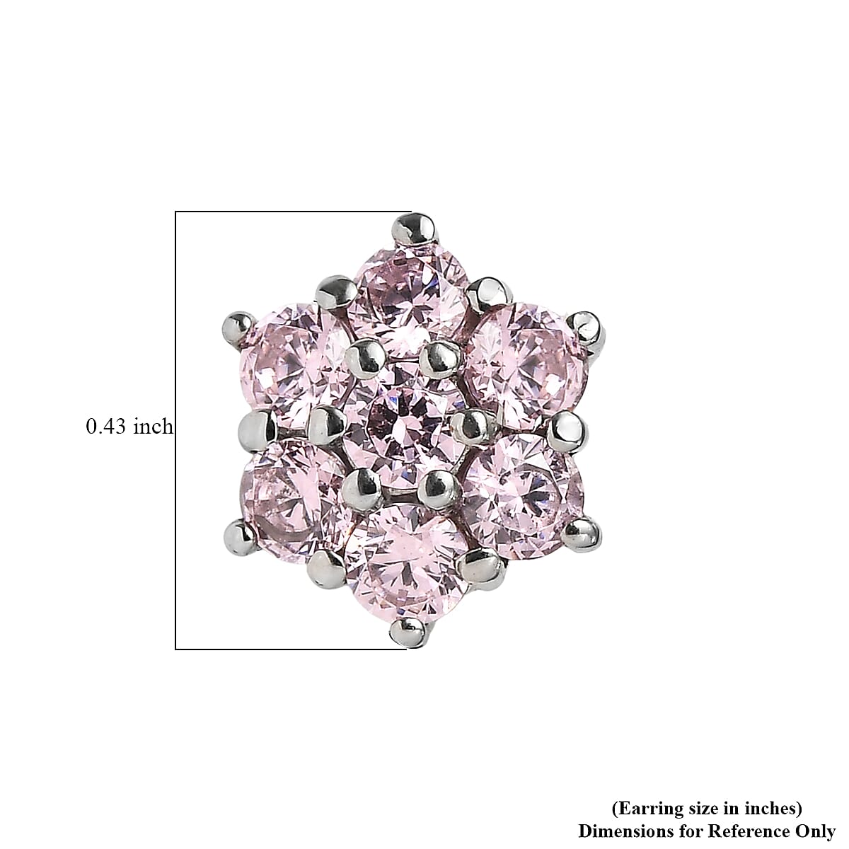 EverTrue Simulated Pink Diamond Earrings in Stainless Steel image number 4