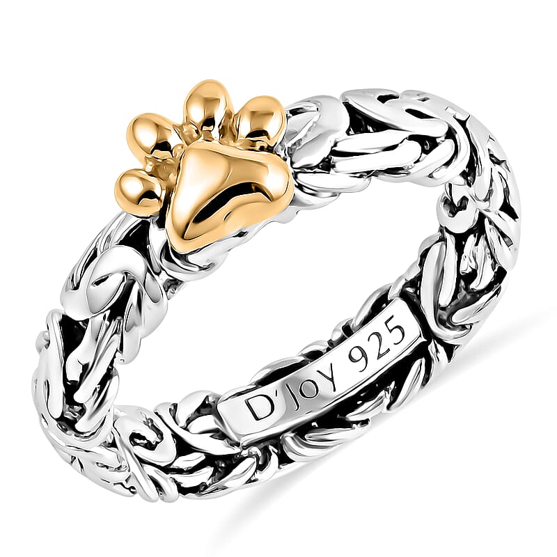 D'Joy Bali Legacy Ring in 22K Vermeil Yellow Gold and Sterling Silver (Size 5.0) 5 Grams