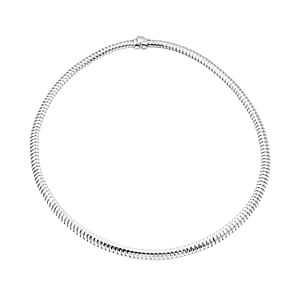 Italian 8mm Tubogas Chain Necklace in Rhodium Over Sterling Silver 18 Inches 20.4 Grams