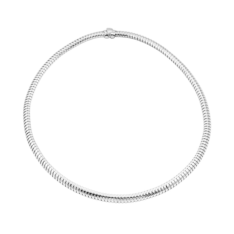 Italian 8mm Tubogas Chain Necklace in Rhodium Over Sterling Silver 18 Inches 20.4 Grams