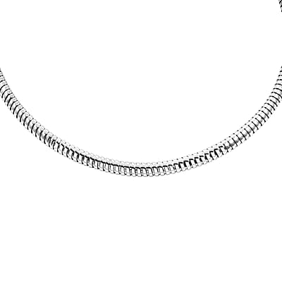 Italian 8mm Tubogas Chain Necklace in Rhodium Over Sterling Silver 18 Inches 20.4 Grams