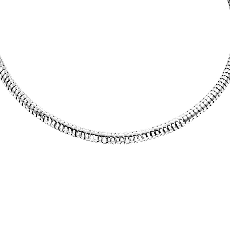 Italian 8mm Tubogas Chain Necklace in Rhodium Over Sterling Silver 18 Inches 20.4 Grams