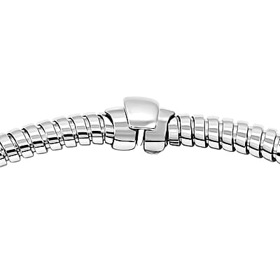 Italian 8mm Tubogas Chain Necklace in Rhodium Over Sterling Silver 18 Inches 20.4 Grams