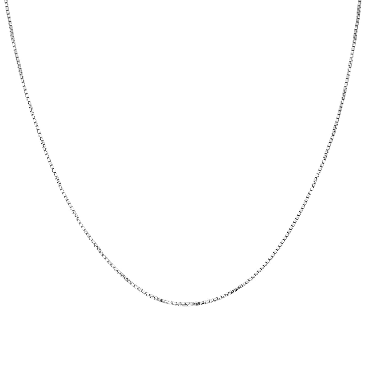 Italian 0.7mm Box Chain Necklace in Rhodium Over Sterling Silver 18 Inches 1.35 Grams image number 3