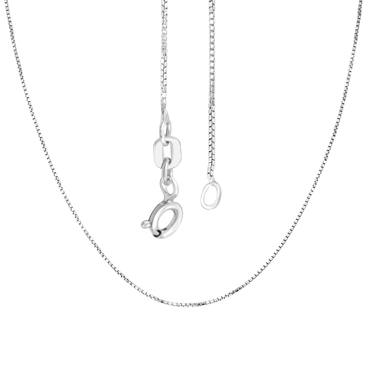 Italian 0.7mm Box Chain Necklace in Rhodium Over Sterling Silver 18 Inches 1.35 Grams image number 4