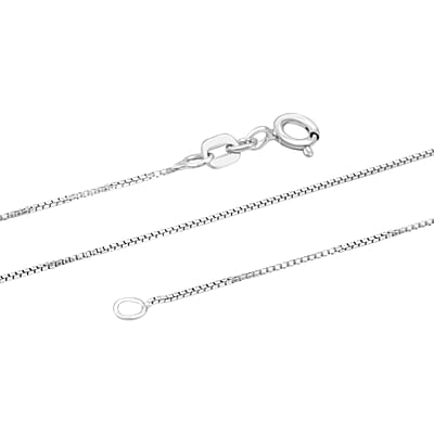 Italian 0.7mm Box Chain Necklace in Rhodium Over Sterling Silver 18 Inches 1.35 Grams