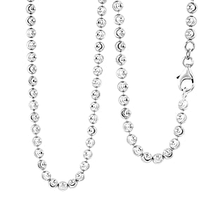 Italian 4mm Diamond-cut Necklace in Rhodium Over Sterling Silver 20 Grams 20 Inches