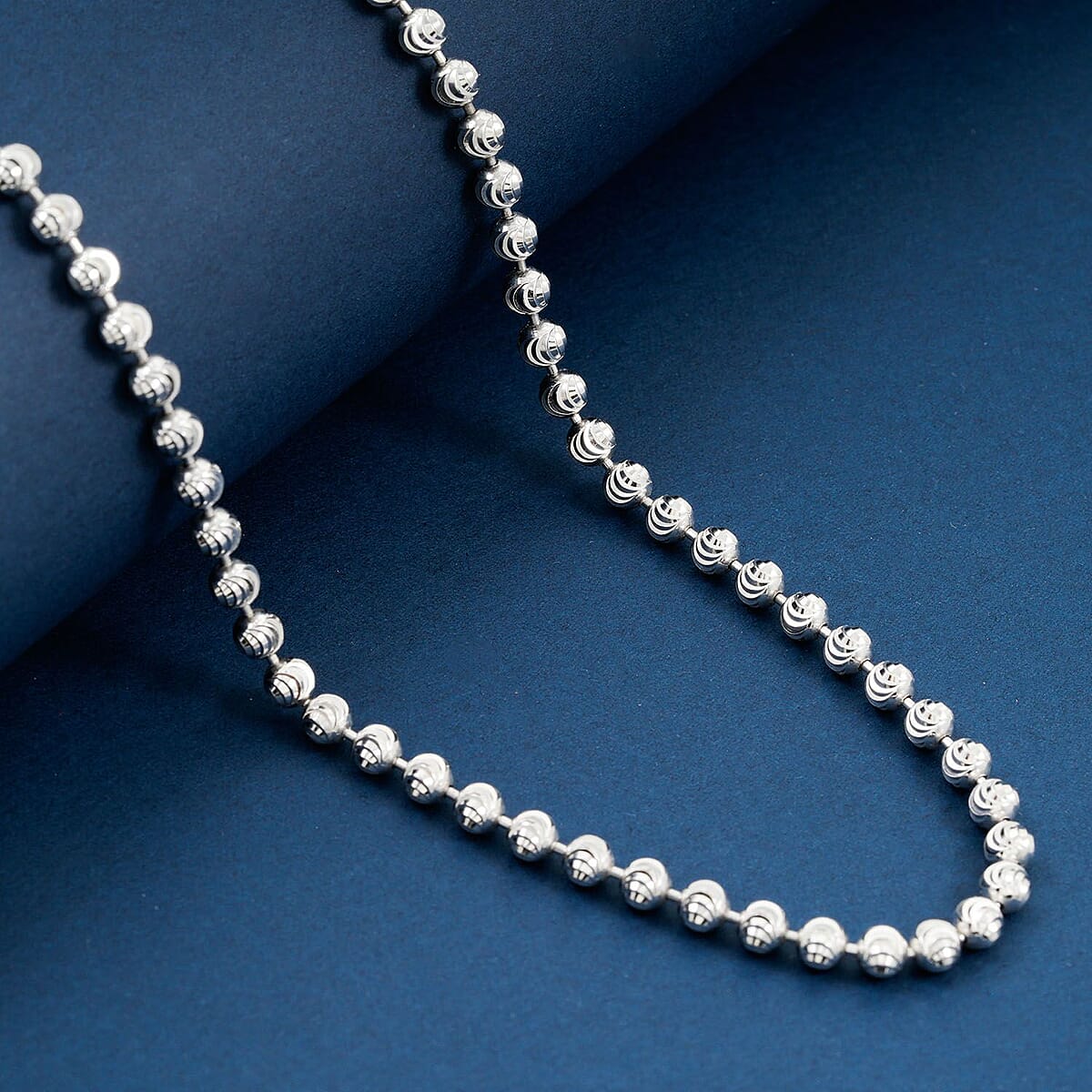 Italian 4mm Diamond-cut Necklace in Rhodium Over Sterling Silver 20 Grams 20 Inches image number 1