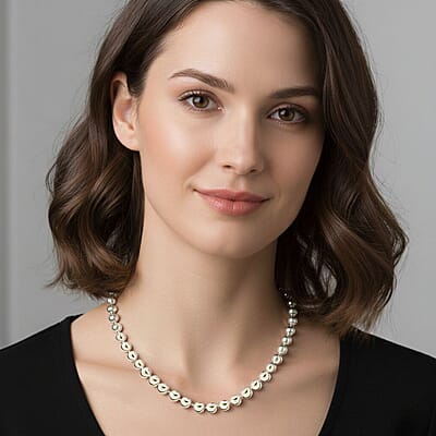 Italian 4mm Diamond-cut Necklace in Rhodium Over Sterling Silver 20 Grams 20 Inches