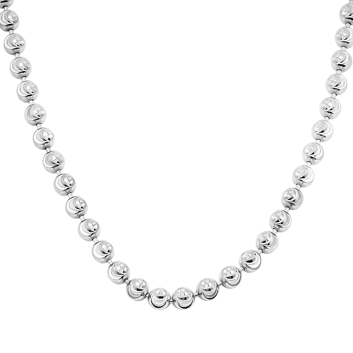 Italian 4mm Diamond-cut Necklace in Rhodium Over Sterling Silver 20 Grams 20 Inches image number 3