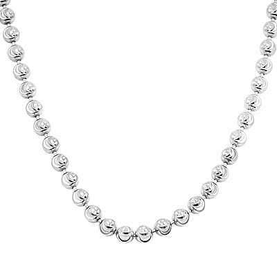 Italian 4mm Diamond-cut Necklace in Rhodium Over Sterling Silver 20 Grams 20 Inches